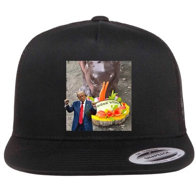 Moo Deng Endorsed Trump Hippo Predicting TrumpS Victory Flatbill Hat