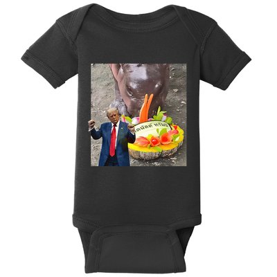 Moo Deng Endorsed Trump Hippo Predicting TrumpS Victory Baby Bodysuit