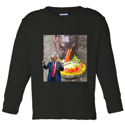 Moo Deng Endorsed Trump Hippo Predicting TrumpS Victory Toddler Long Sleeve Shirt
