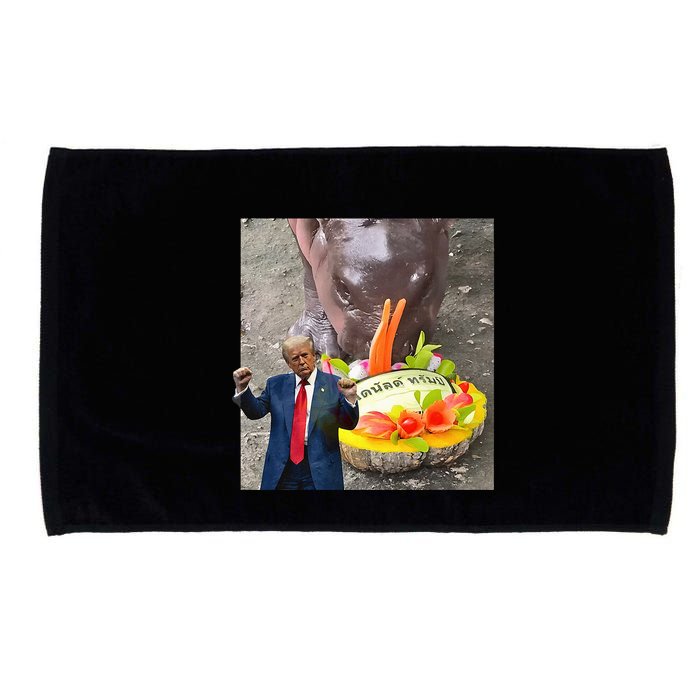 Moo Deng Endorsed Trump Hippo Predicting TrumpS Victory Microfiber Hand Towel