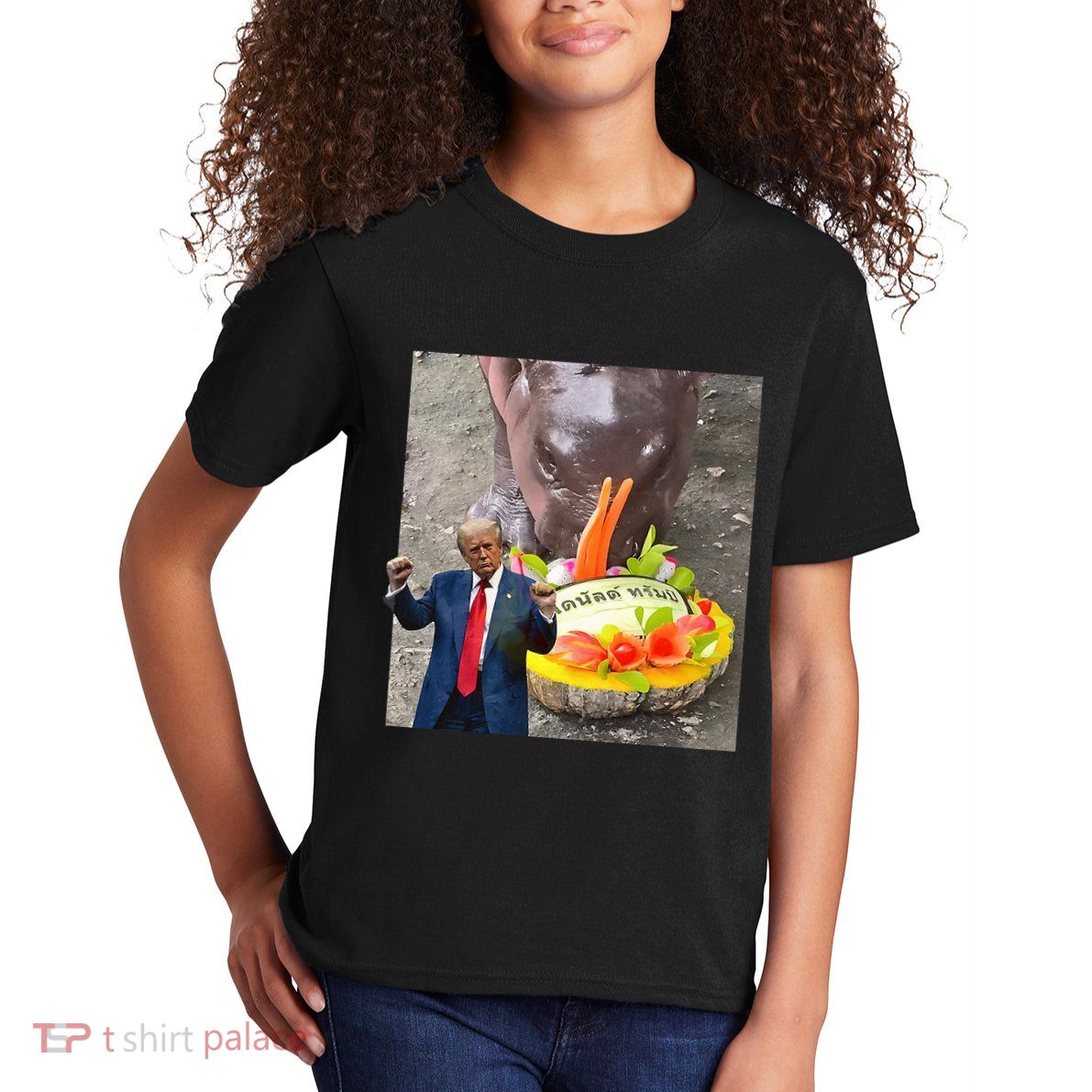 Moo Deng Endorsed Trump Hippo Predicting TrumpS Victory Kids T-Shirt