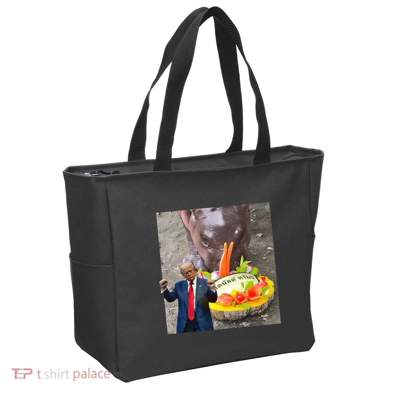 Moo Deng Endorsed Trump Hippo Predicting TrumpS Victory Zip Tote Bag