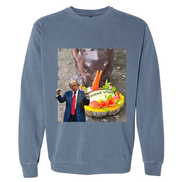 Moo Deng Endorsed Trump Hippo Predicting TrumpS Victory Garment-Dyed Sweatshirt