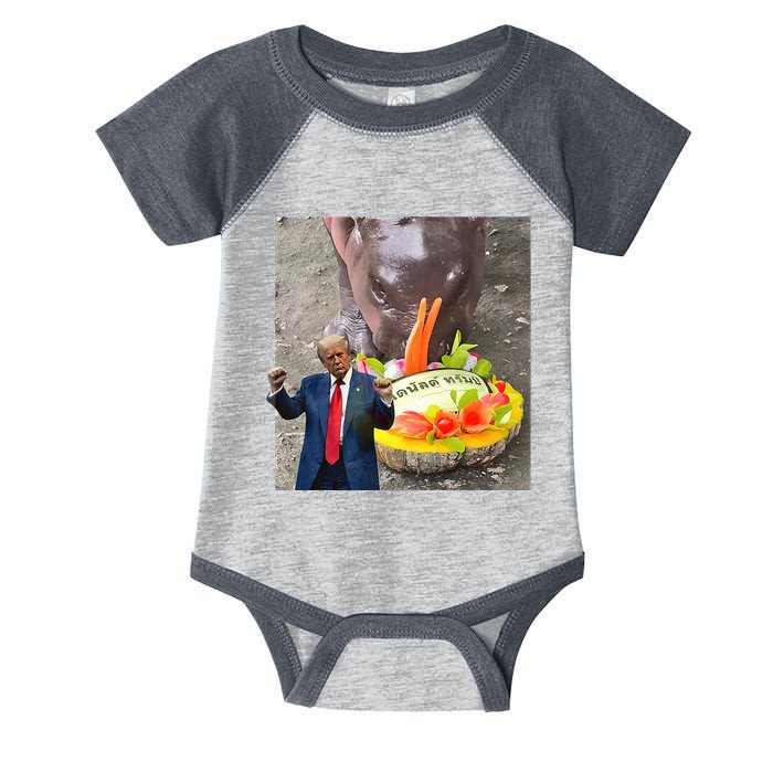 Moo Deng Endorsed Trump Hippo Predicting TrumpS Victory Infant Baby Jersey Bodysuit
