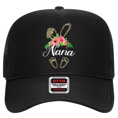 Mother's Day Easter Gifts Flower Nana Leopard Bunny High Crown Mesh Back Trucker Hat