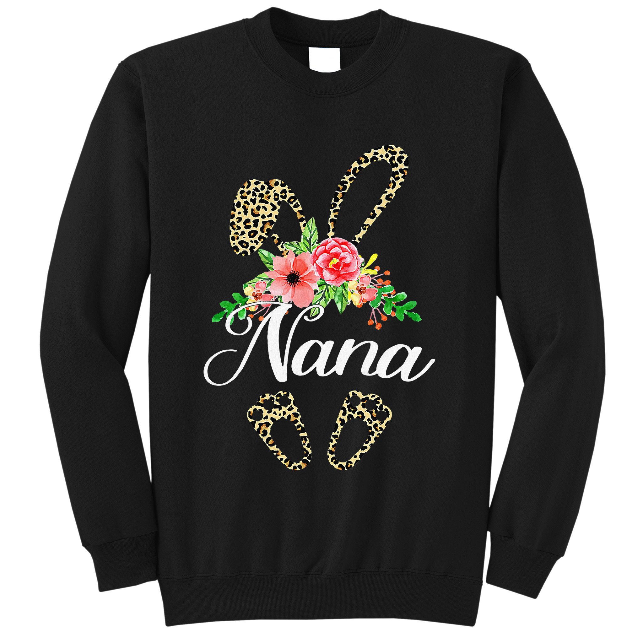 Mother's Day Easter Gifts Flower Nana Leopard Bunny Sweatshirt