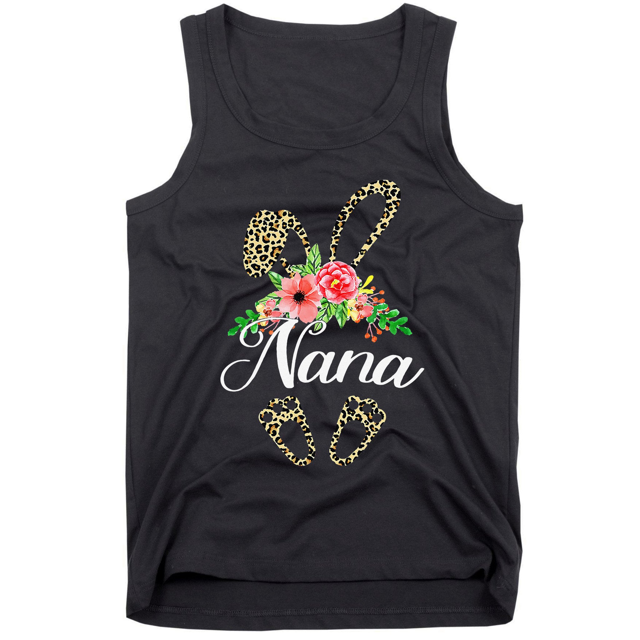 Mother's Day Easter Gifts Flower Nana Leopard Bunny Tank Top
