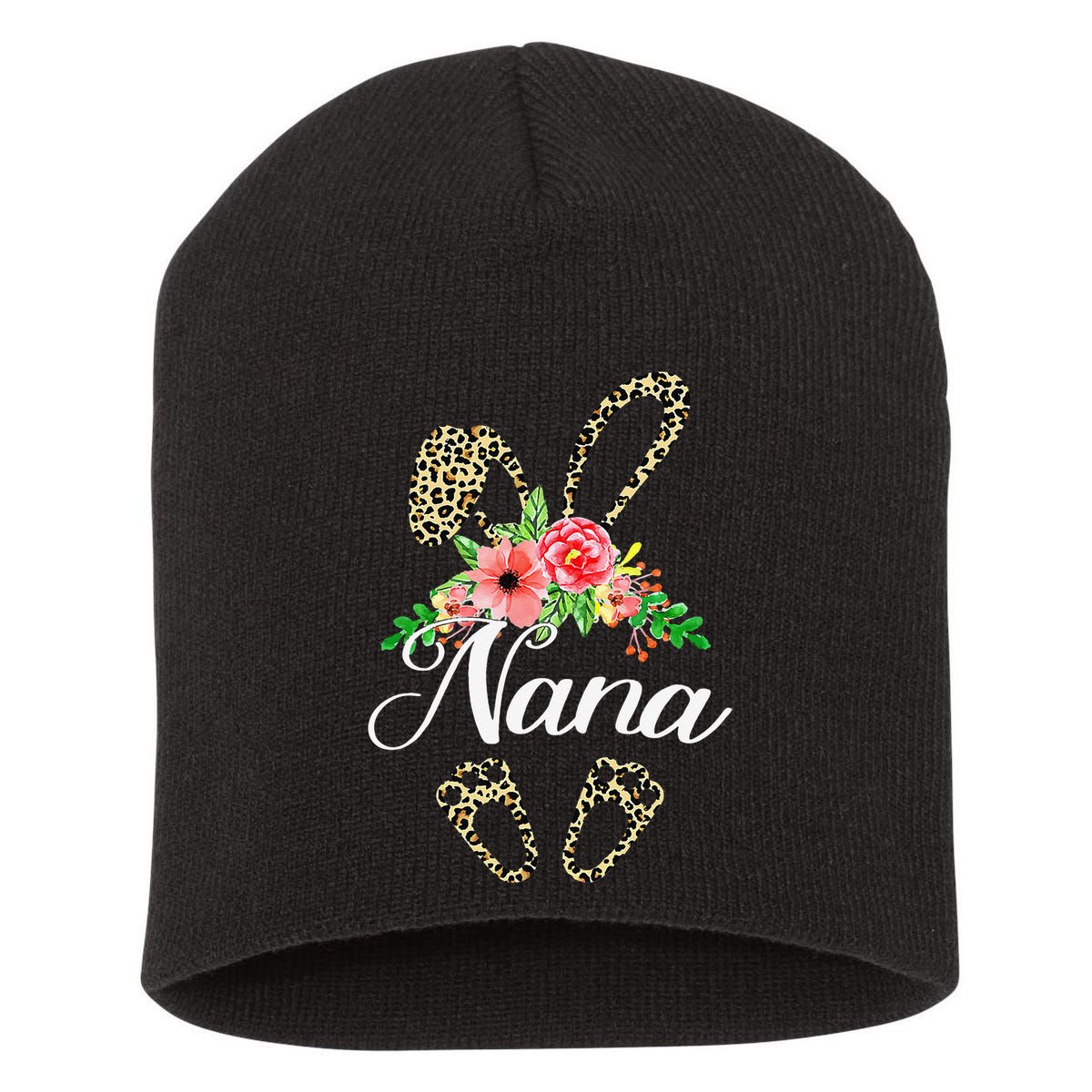 Mother's Day Easter Gifts Flower Nana Leopard Bunny Short Acrylic Beanie