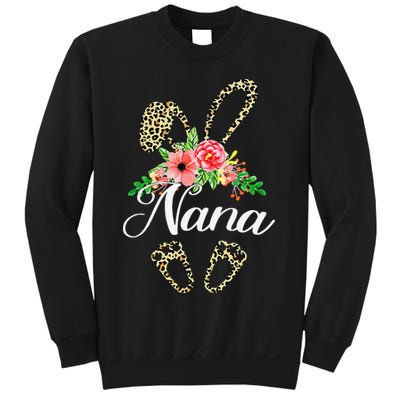 Mother's Day Easter Gifts Flower Nana Leopard Bunny Sweatshirt