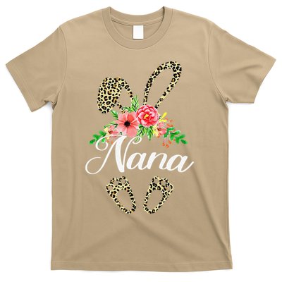 Mother's Day Easter Gifts Flower Nana Leopard Bunny T-Shirt
