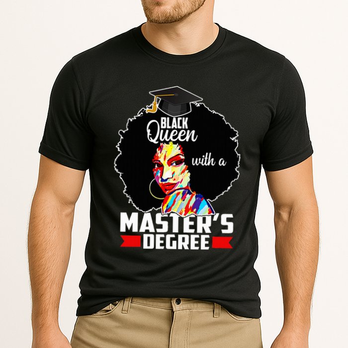 M.A.S.T.E.R.S Degree Educated Melanin Black Queen Graduation Cooling Performance Crew T-Shirt