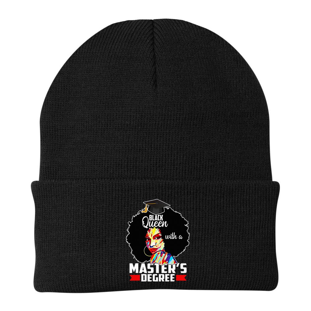 M.A.S.T.E.R.S Degree Educated Melanin Black Queen Graduation Beanie