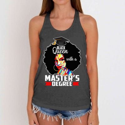 M.A.S.T.E.R.S Degree Educated Melanin Black Queen Graduation Women's Knotted Racerback Tank