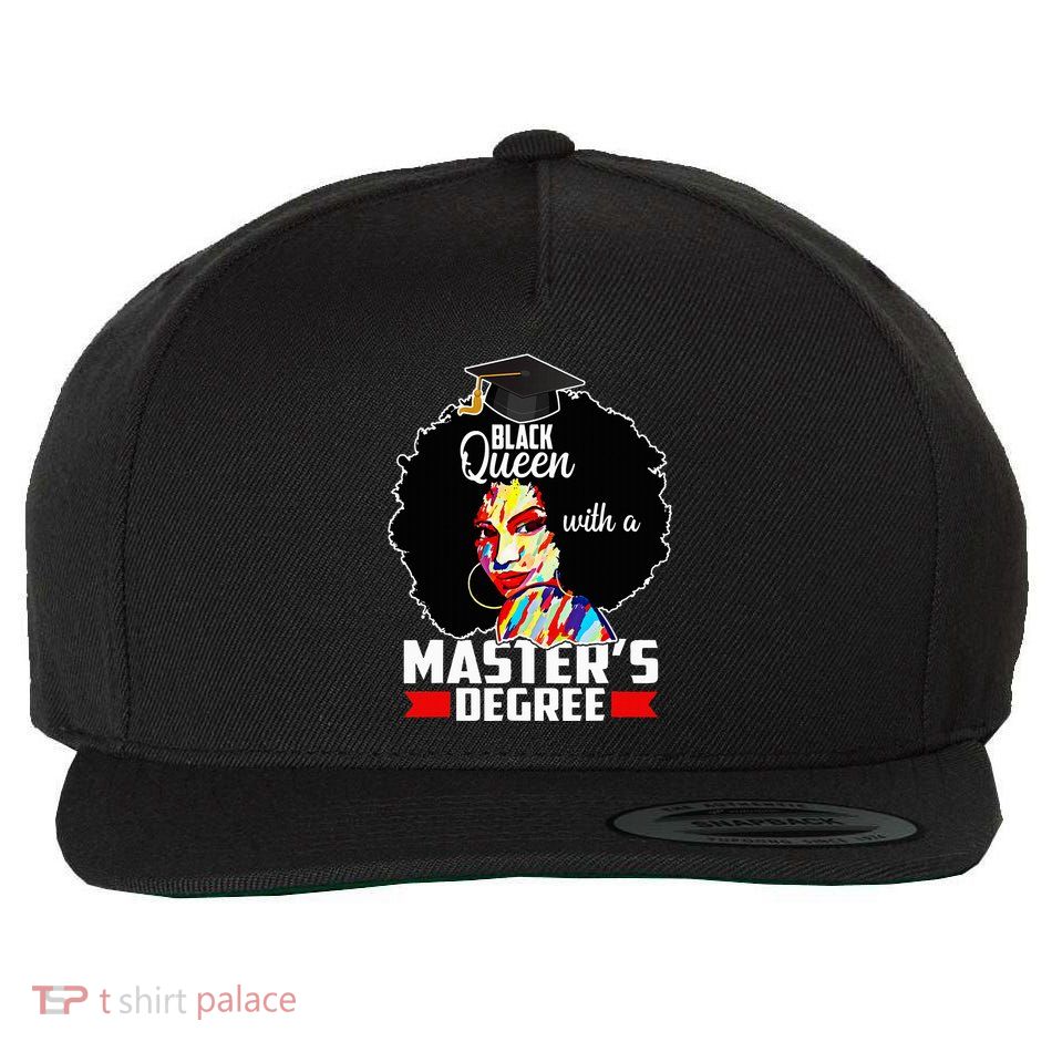 M.A.S.T.E.R.S Degree Educated Melanin Black Queen Graduation Wool Snapback Cap