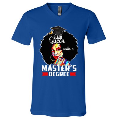 M.A.S.T.E.R.S Degree Educated Melanin Black Queen Graduation V-Neck T-Shirt