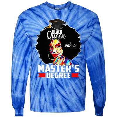 M.A.S.T.E.R.S Degree Educated Melanin Black Queen Graduation Tie-Dye Long Sleeve Shirt