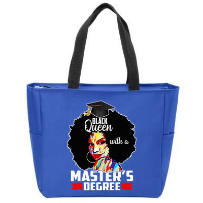 M.A.S.T.E.R.S Degree Educated Melanin Black Queen Graduation Zip Tote Bag