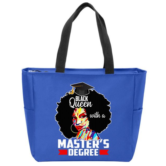 M.A.S.T.E.R.S Degree Educated Melanin Black Queen Graduation Zip Tote Bag