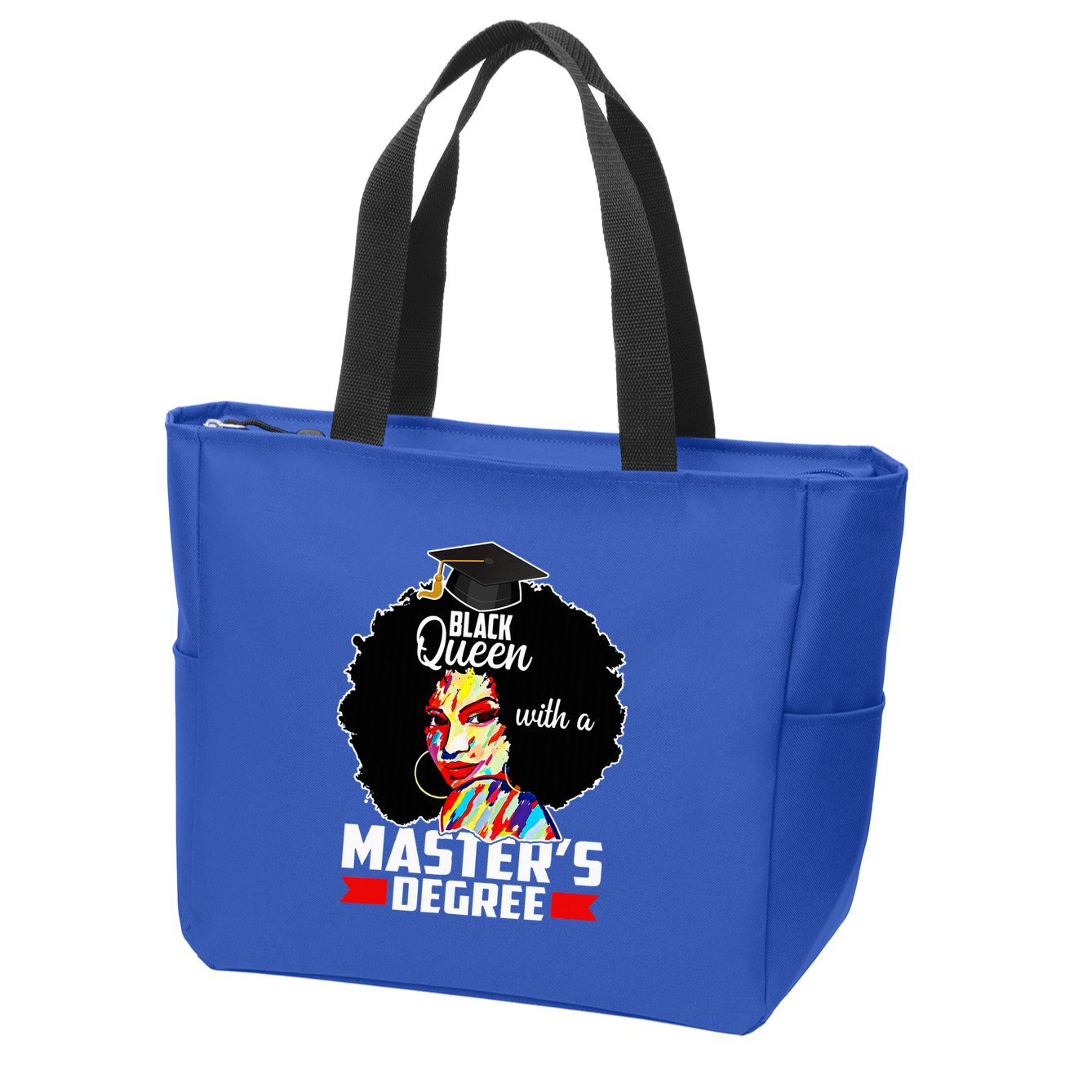M.A.S.T.E.R.S Degree Educated Melanin Black Queen Graduation Zip Tote Bag