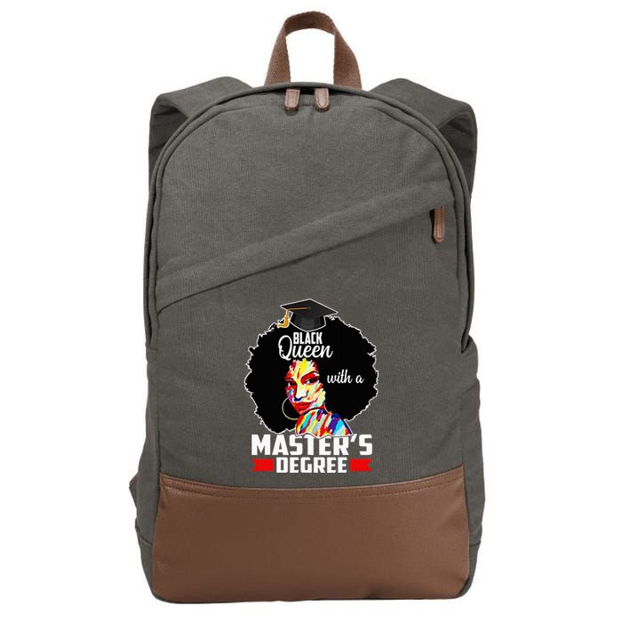 M.A.S.T.E.R.S Degree Educated Melanin Black Queen Graduation Cotton Canvas Backpack