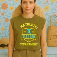 Mathletic Department Funy Math Teacher Student Pi Day Joke Garment-Dyed Women's Muscle Tee