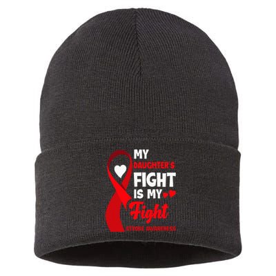 My Daughters Fight Is My Fight Family Stroke Awareness Sustainable Knit Beanie