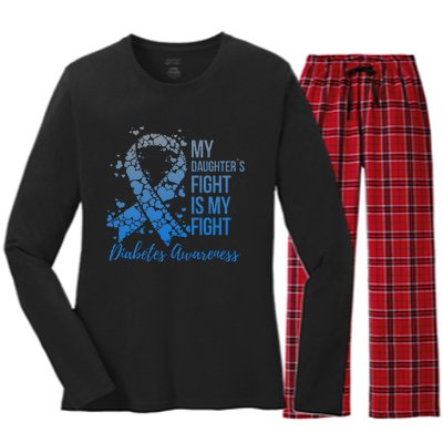 My DaughterS Fight Is My Fight Support Diabetes Awareness Women's Long Sleeve Flannel Pajama Set 