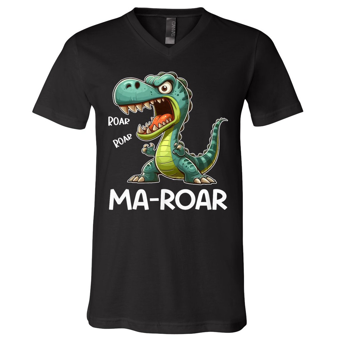 Ma-Roar Dinosaur Funny Mom Quote V-Neck T-Shirt