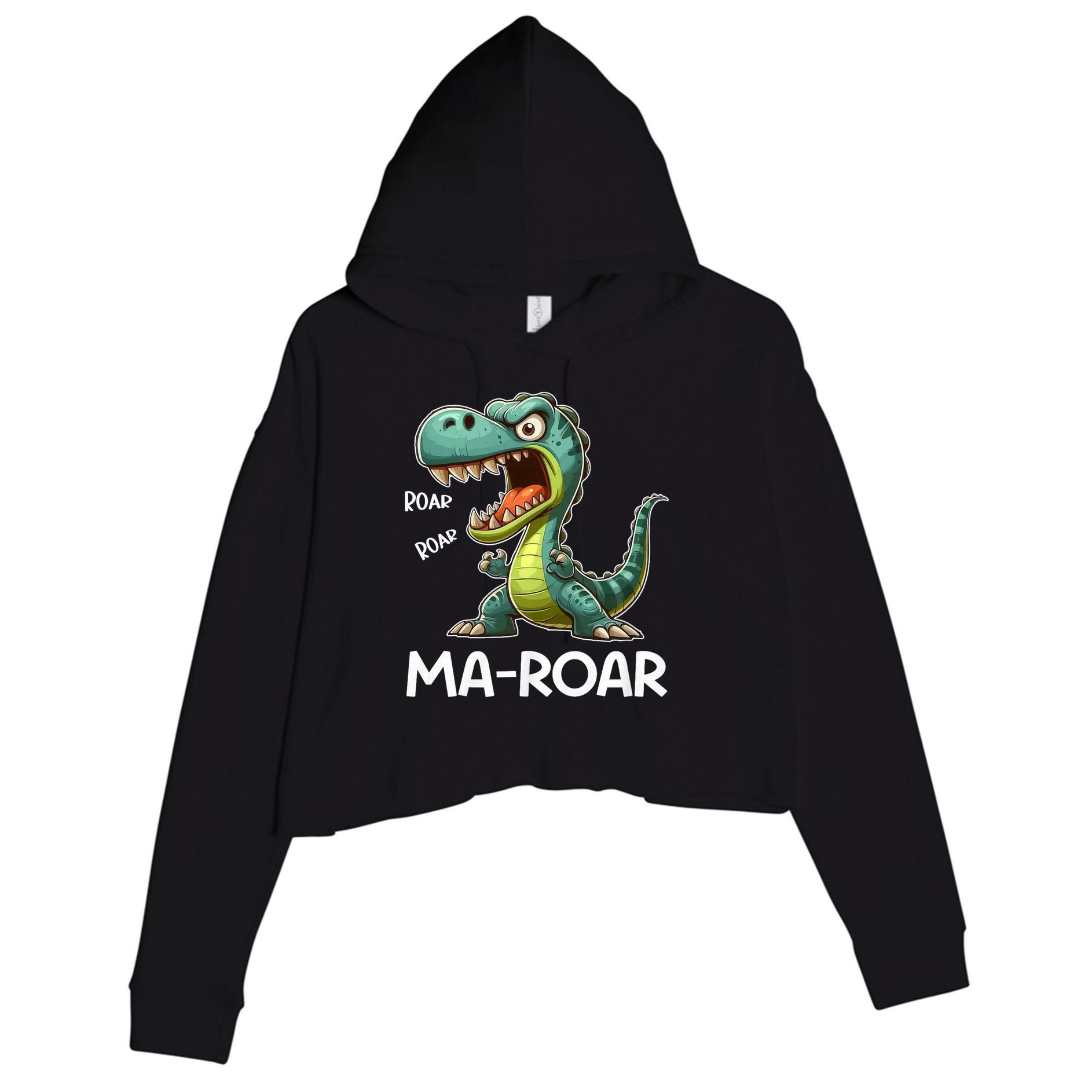 Ma-Roar Dinosaur Funny Mom Quote Crop Fleece Hoodie