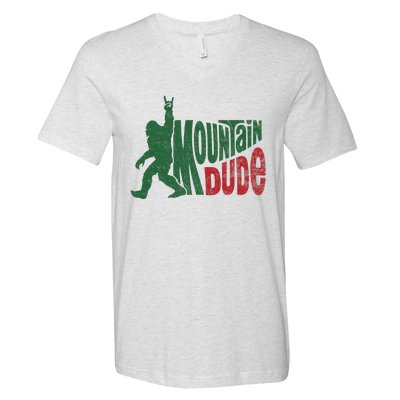 Mountain Dude Funny Bigfoot Sasquatch Hiking Gift V-Neck T-Shirt