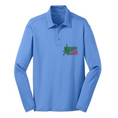 Mountain Dude Funny Bigfoot Sasquatch Hiking Gift Silk Touch Performance Long Sleeve Polo