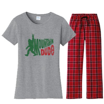 Mountain Dude Funny Bigfoot Sasquatch Hiking Gift Women's Flannel Pajama Set