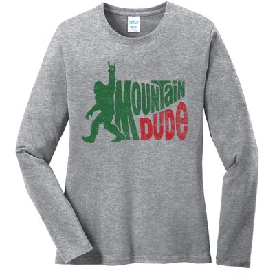 Mountain Dude Funny Bigfoot Sasquatch Hiking Gift Ladies Long Sleeve Shirt