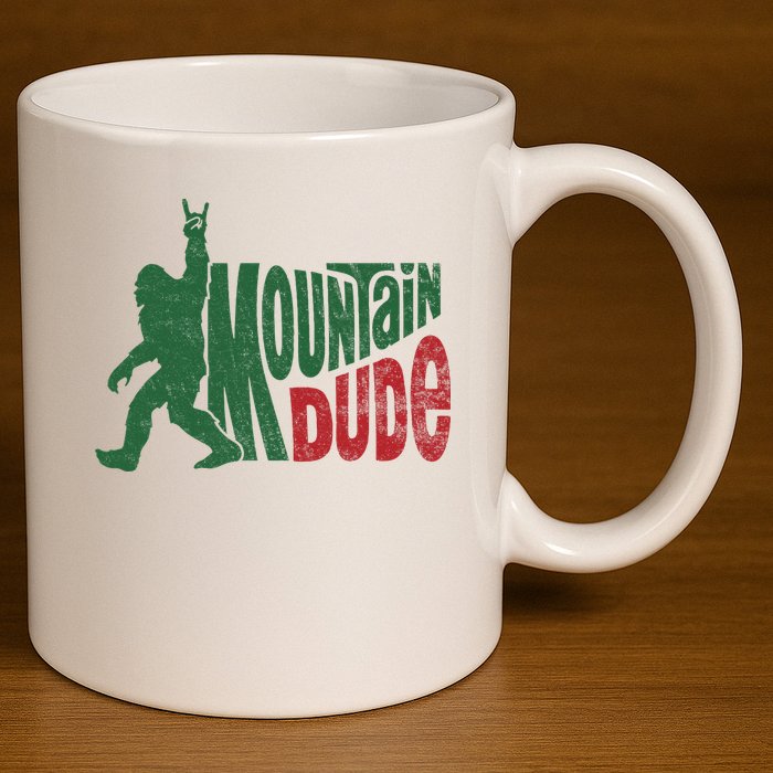 Mountain Dude Funny Bigfoot Sasquatch Hiking Gift 11oz C Handle Ceramic Mug