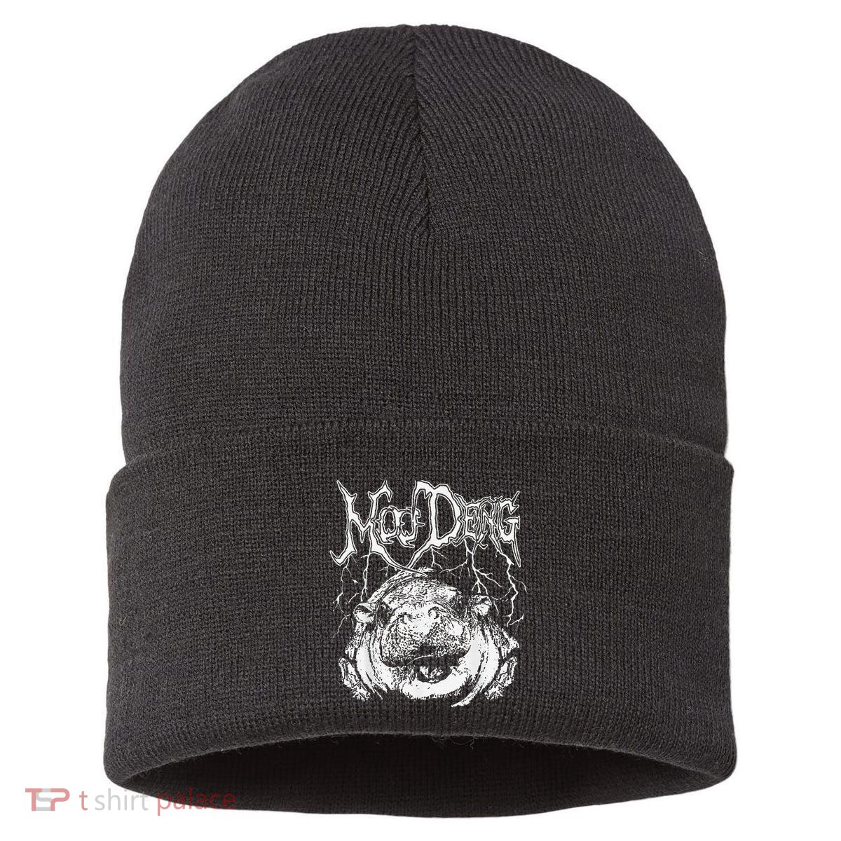 Moo Deng Funny Gift Sustainable Knit Beanie