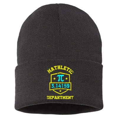 Mathletic Department Funy Math Teacher Student Pi Day Joke Sustainable Knit Beanie