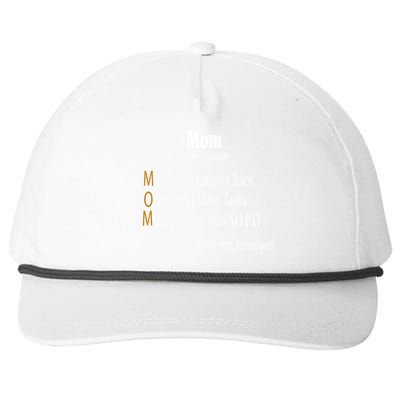 Mom Definition Funny Gift Mothers Definition Cute Gift Cute Gift Snapback Five-Panel Rope Hat