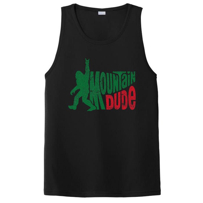 Mountain Dude Funny Bigfoot Sasquatch Rock On Hiking PosiCharge Competitor Tank