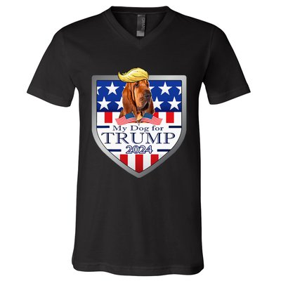 My Dog For Trump 2024 Bloodhound V-Neck T-Shirt