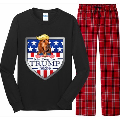 My Dog For Trump 2024 Bloodhound Long Sleeve Pajama Set