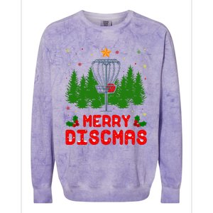 Merry Discmas Funny Christmas Xmas Frisbee Golfer Player Colorblast Crewneck Sweatshirt