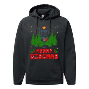 Merry Discmas Funny Christmas Xmas Frisbee Golfer Player Performance Fleece Hoodie