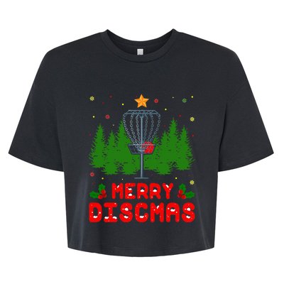 Merry Discmas Funny Christmas Xmas Frisbee Golfer Player Bella+Canvas Jersey Crop Tee