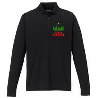 Merry Discmas Funny Christmas Xmas Frisbee Golfer Player Performance Long Sleeve Polo