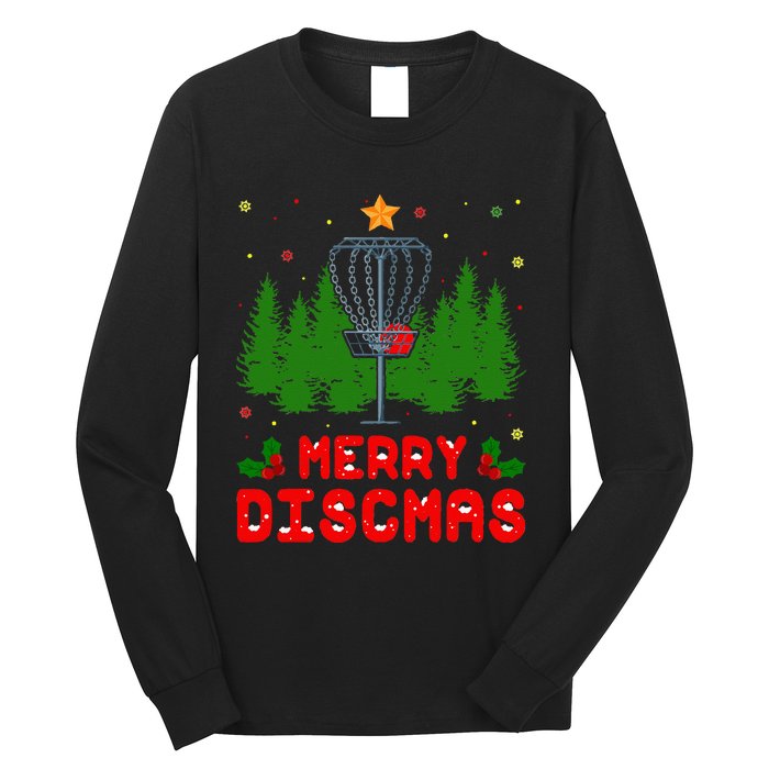 Merry Discmas Funny Christmas Xmas Frisbee Golfer Player Long Sleeve Shirt