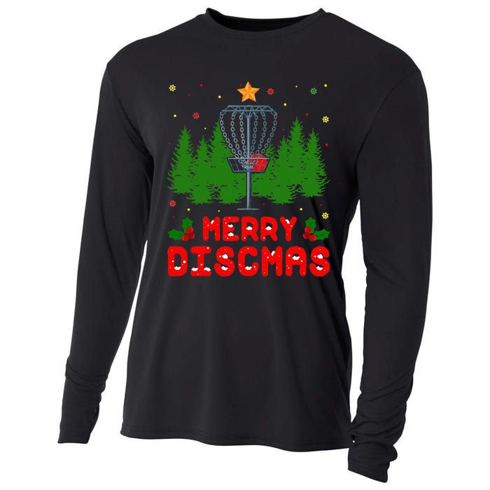 Merry Discmas Funny Christmas Xmas Frisbee Golfer Player Cooling Performance Long Sleeve Crew