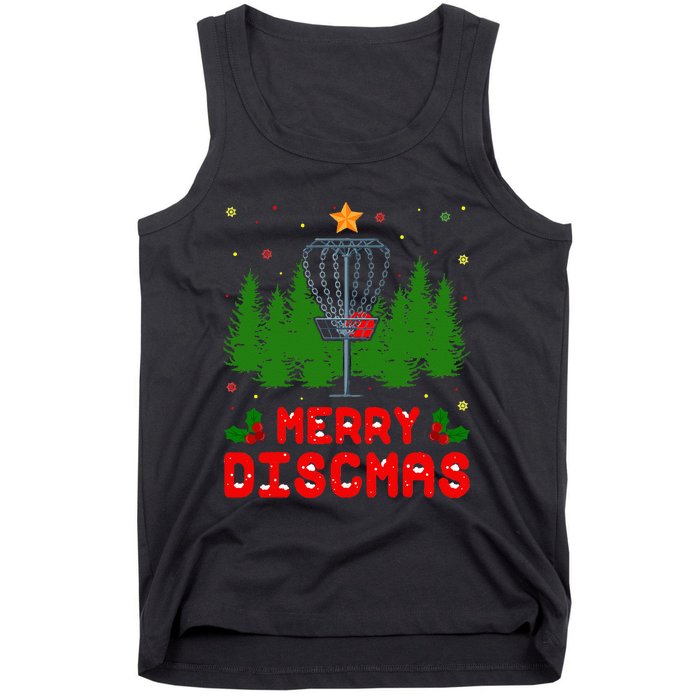 Merry Discmas Funny Christmas Xmas Frisbee Golfer Player Tank Top