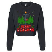 Merry Discmas Funny Christmas Xmas Frisbee Golfer Player Cropped Pullover Crew