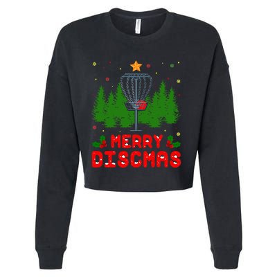 Merry Discmas Funny Christmas Xmas Frisbee Golfer Player Cropped Pullover Crew