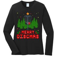 Merry Discmas Funny Christmas Xmas Frisbee Golfer Player Ladies Long Sleeve Shirt